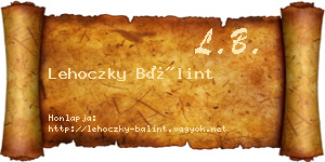 Lehoczky Bálint névjegykártya