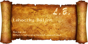 Lehoczky Bálint névjegykártya